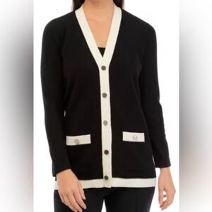 Elegant Women's Black and Cream Cardigan